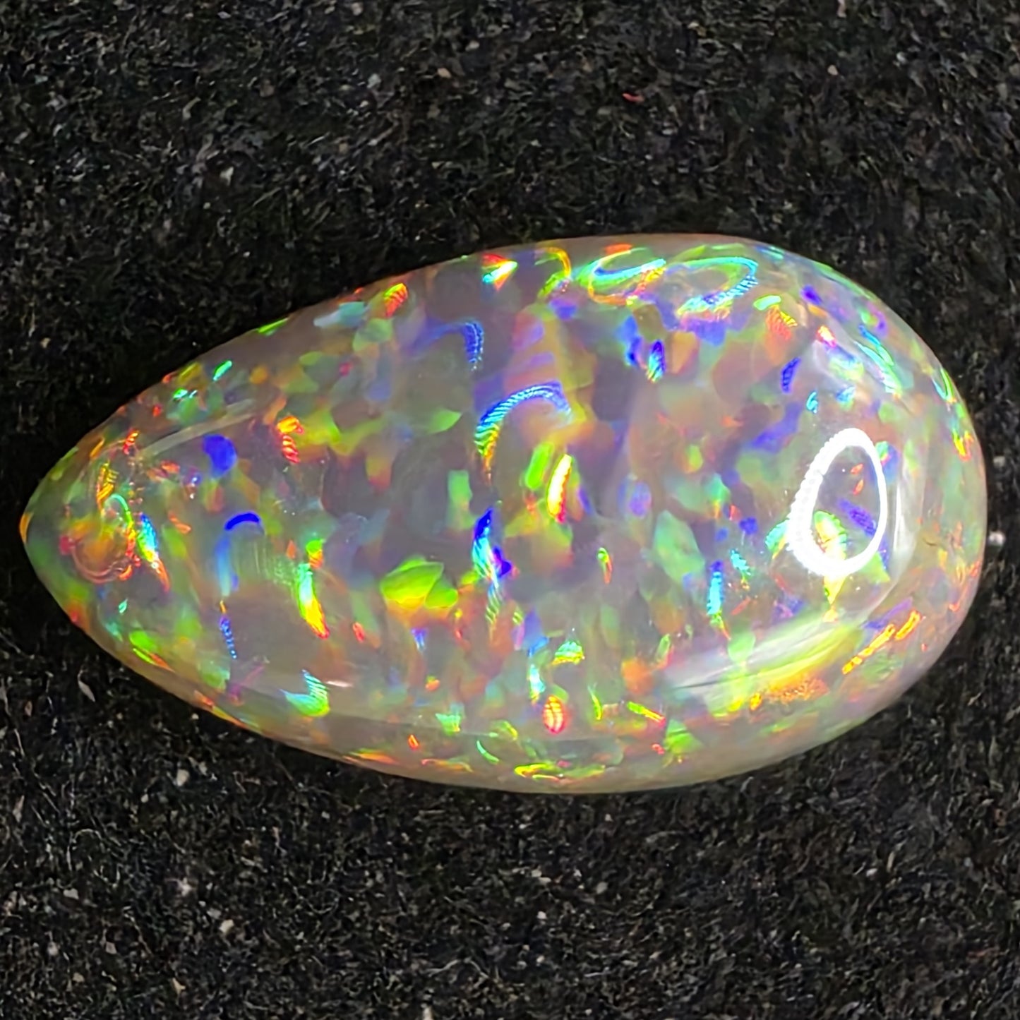 Black Opal special Ethiopian Welo, 3.85 ct pear polished, natural, intense Play-of-Colour