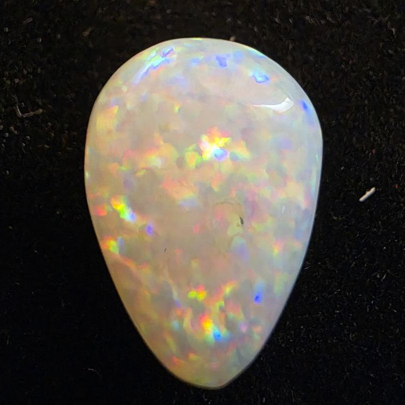 White Opal special Ethiopian Welo, 5.3 ct pear polished, natural, intense Play-of-Colour