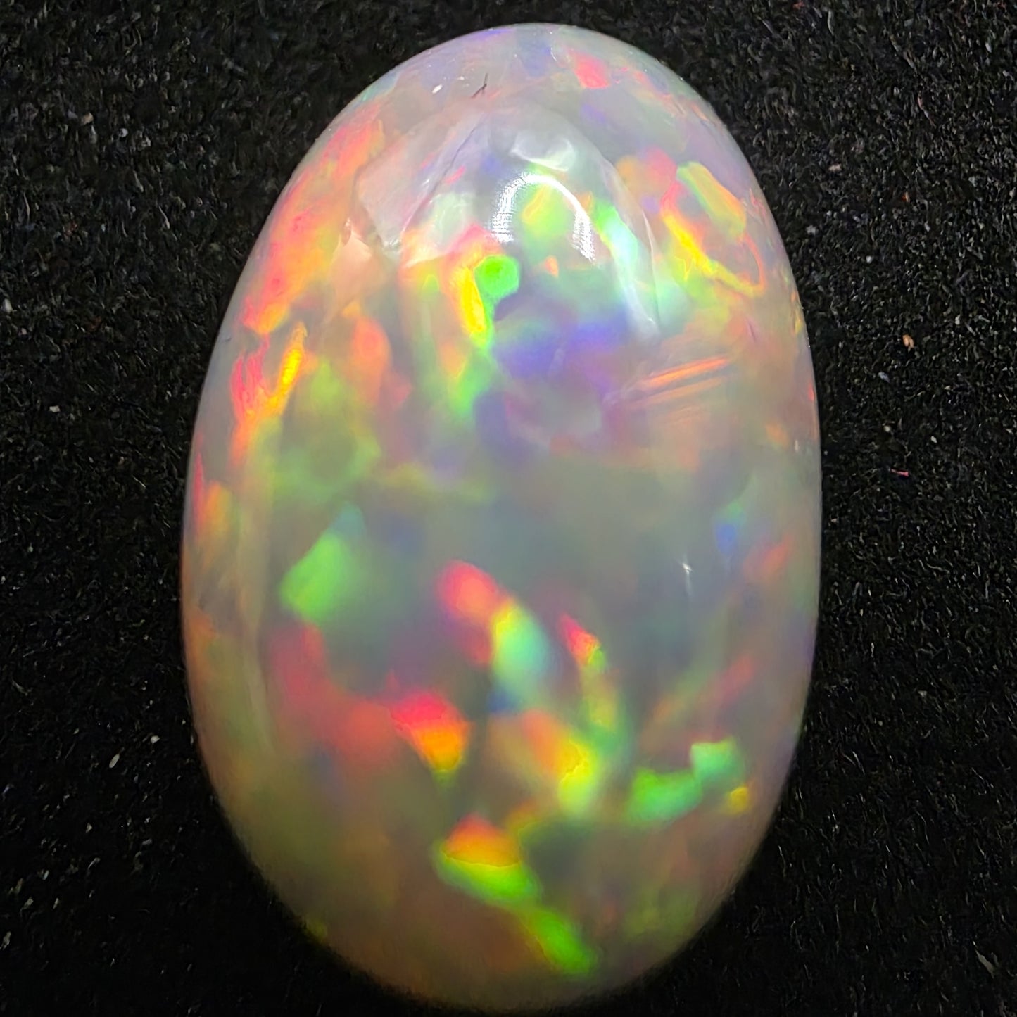 Black Opal special Ethiopian Welo, 12.1 ct oval polished, natural, intense Play-of-Colour