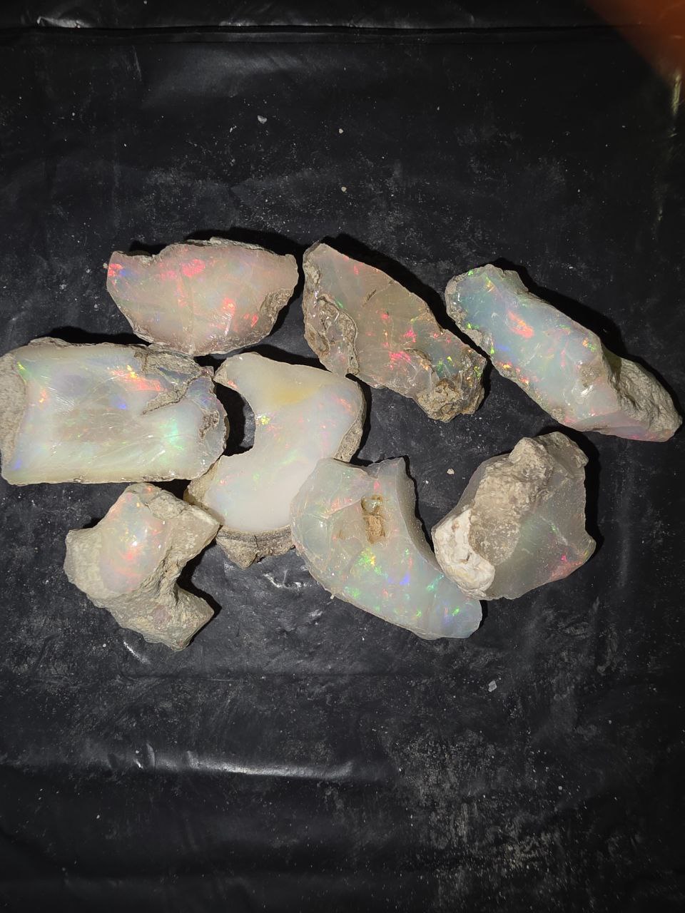 Micro-lot rough 8 stones Mixed Opal Ethiopian Welo, 96 ct rough, natural