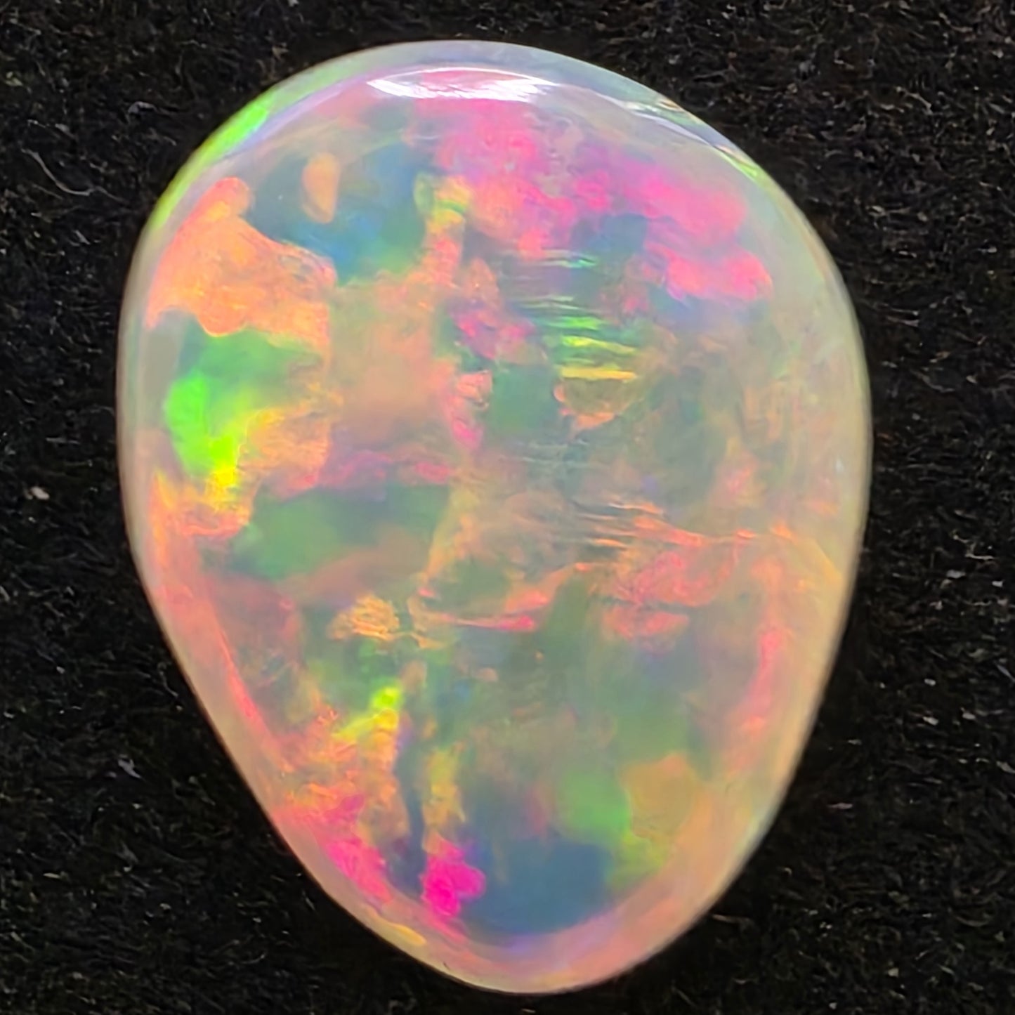 White Opal special Ethiopian Welo, 5.3 ct pear polished, natural, intense Play-of-Colour