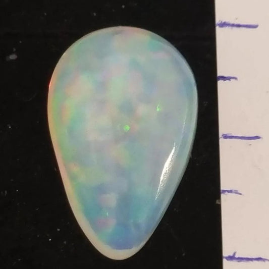 White Opal Ethiopian Welo, 8.95 ct pear polished, natural