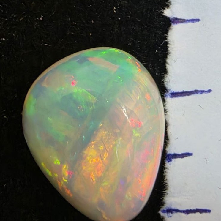 White Opal Ethiopian Welo, 7.35 ct pear polished, natural