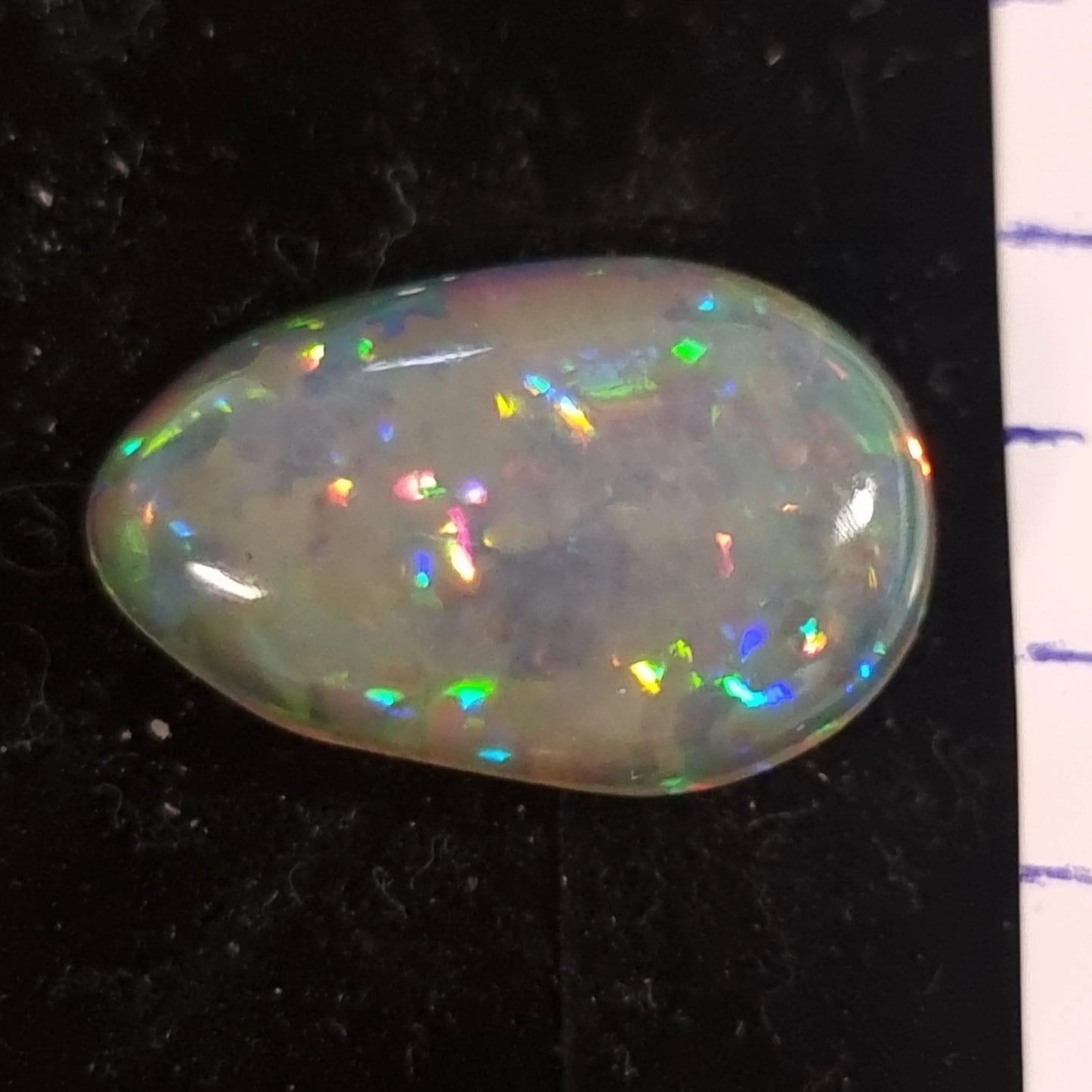 White Opal Ethiopian Welo, 4.45 ct pear polished, natural