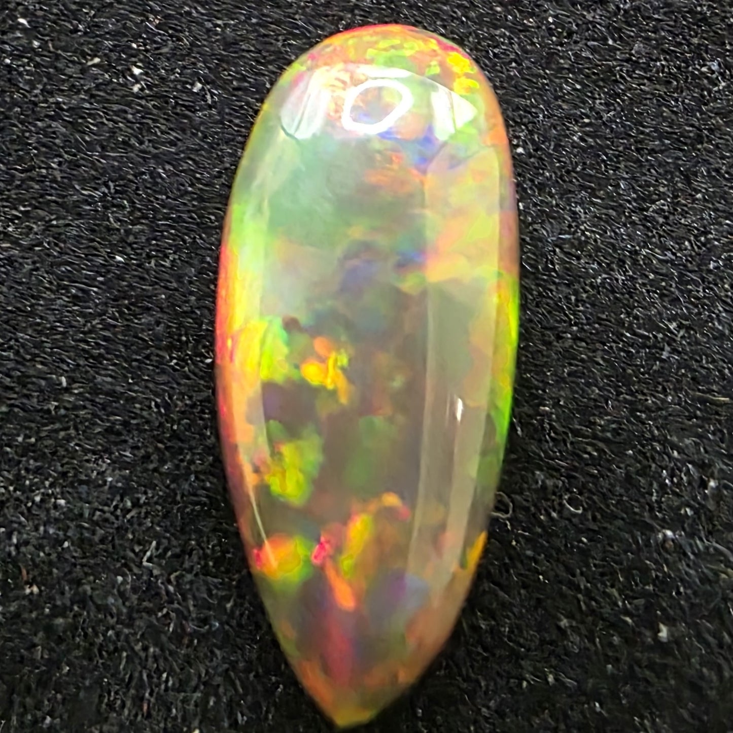 Black Opal special Ethiopian Welo, 2.55 ct pear polished, natural, intense Play-of-Colour