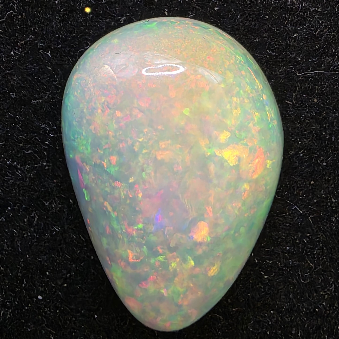 White Opal special Ethiopian Welo, 6.7 ct freeform polished, natural, intense Play-of-Colour