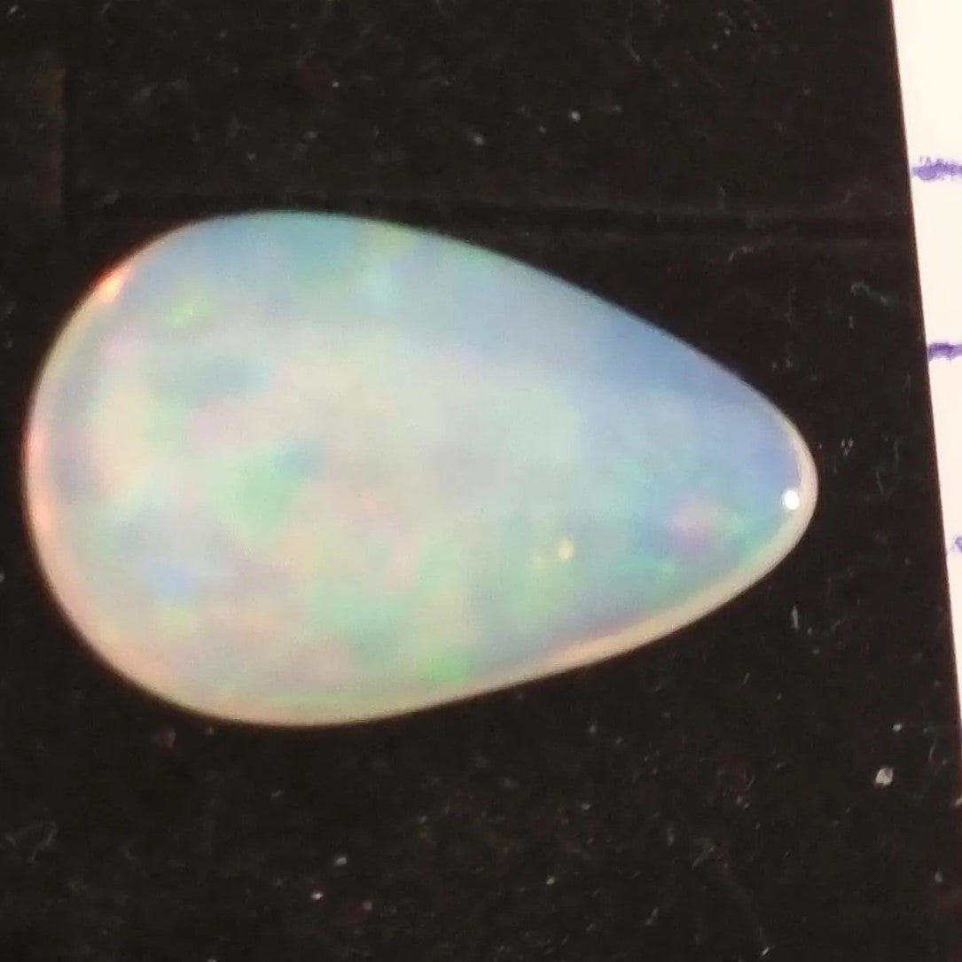 White Opal Ethiopian Welo, 8.95 ct pear polished, natural