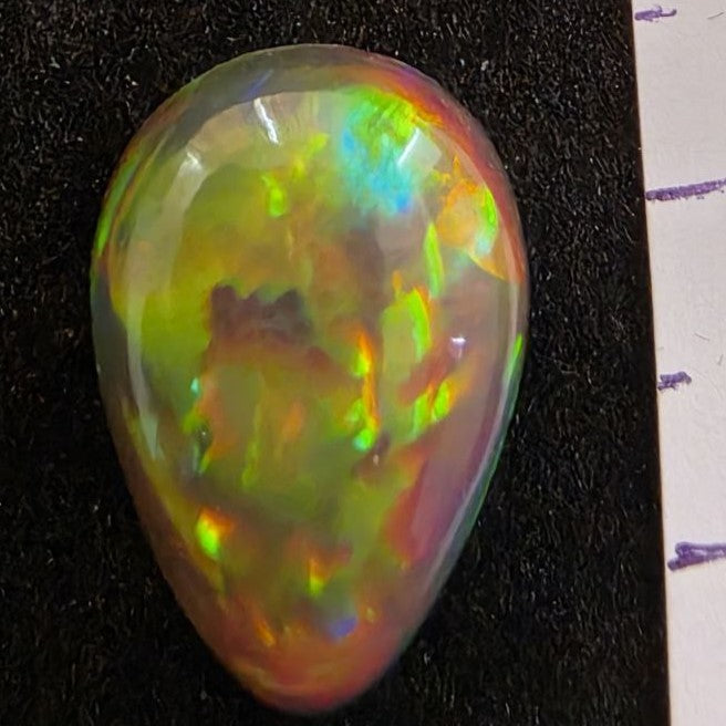 Perfect! Black Opal outstanding Ethiopian Welo, 6.45 ct pear polished, natural, intense Play-of-Colour
