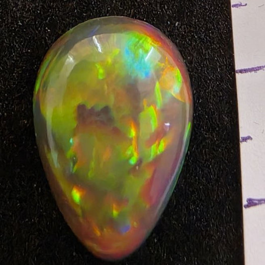 Perfect! Black Opal outstanding Ethiopian Welo, 6.45 ct pear polished, natural, intense Play-of-Colour