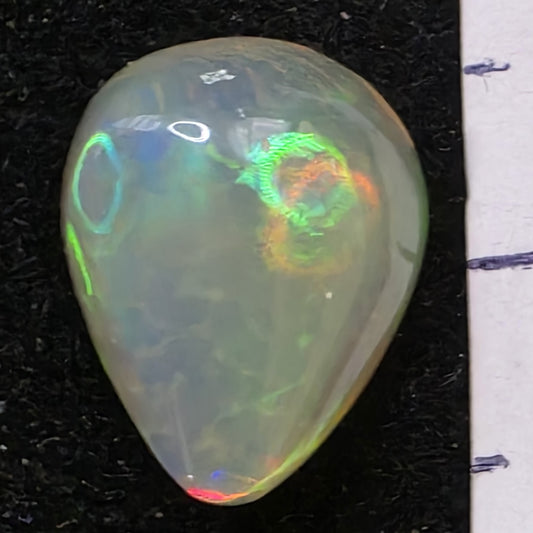 White Opal special Ethiopian Welo, 2.75 ct pear polished, natural, intense Play-of-Colour