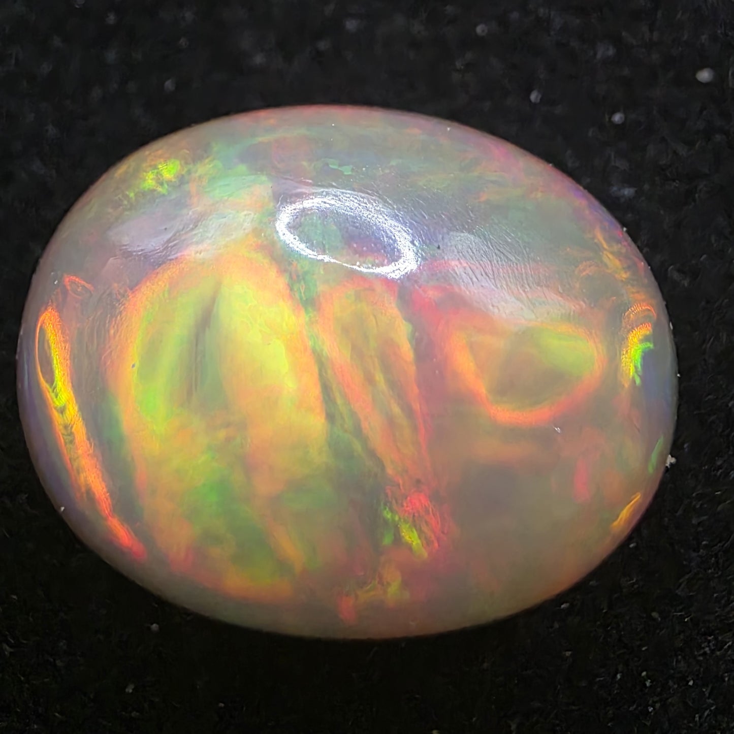 Black Opal special Ethiopian Welo, 21.2 ct oval polished, natural, intense Play-of-Colour