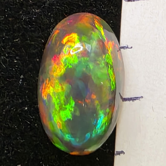 Black Opal special Ethiopian Welo, 3.6 ct oval polished, natural, intense Play-of-Colour
