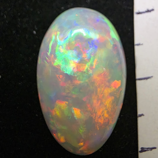 White Opal special Ethiopian Welo, 8.9 ct pear polished, natural, intense Play-of-Colour