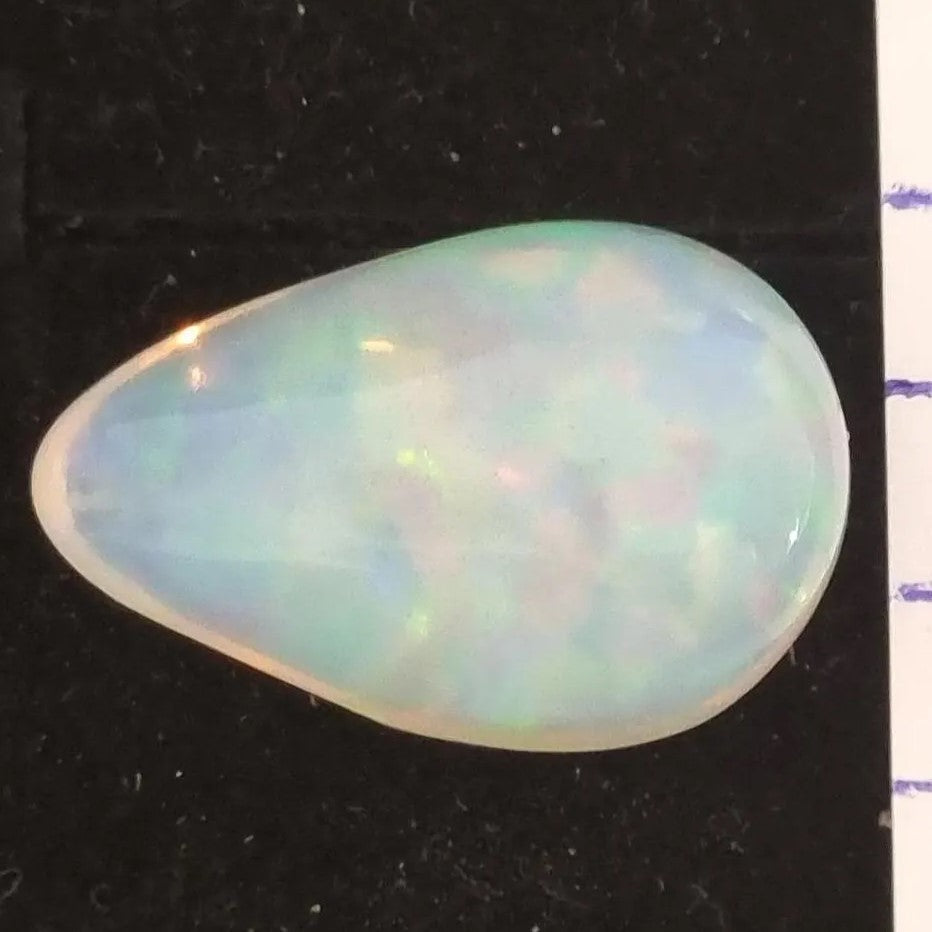 White Opal Ethiopian Welo, 8.95 ct pear polished, natural