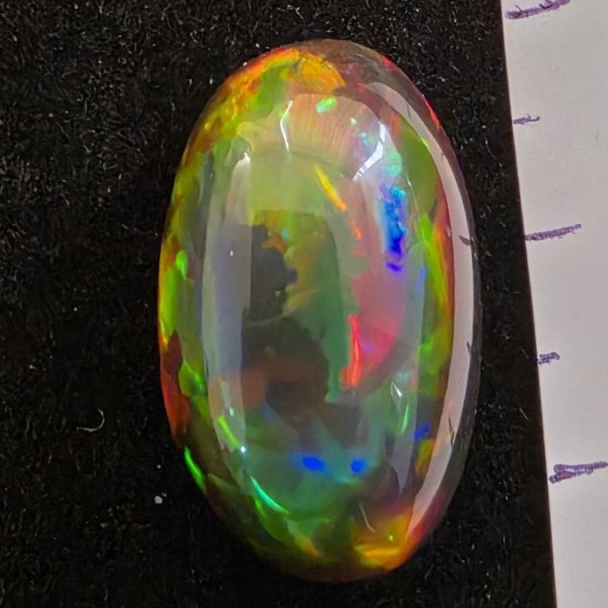 Perfect! Black Opal outstanding Ethiopian Welo, 19.45 ct oval polished, natural, intense Play-of-Colour