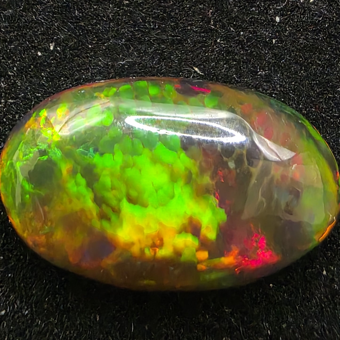 Black Opal special Ethiopian Welo, 3.3 ct oval polished, natural, intense Play-of-Colour