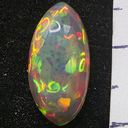 Black Opal special Ethiopian Welo, 3.45 ct oval polished, natural, intense Play-of-Colour