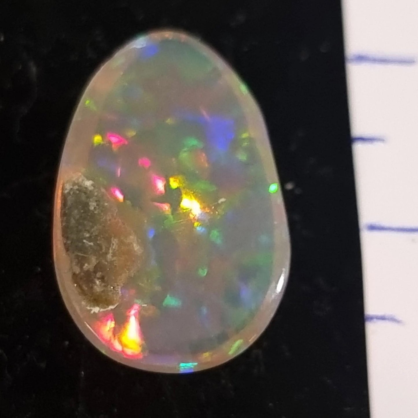 White Opal Ethiopian Welo, 4.45 ct pear polished, natural