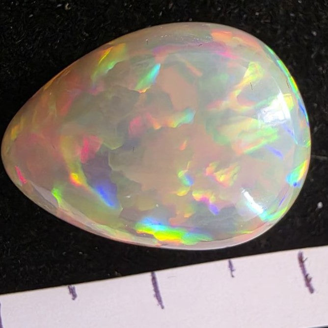 Perfect! Black Opal outstanding Ethiopian Welo, 37.6 ct pear polished, natural, intense Play-of-Colour