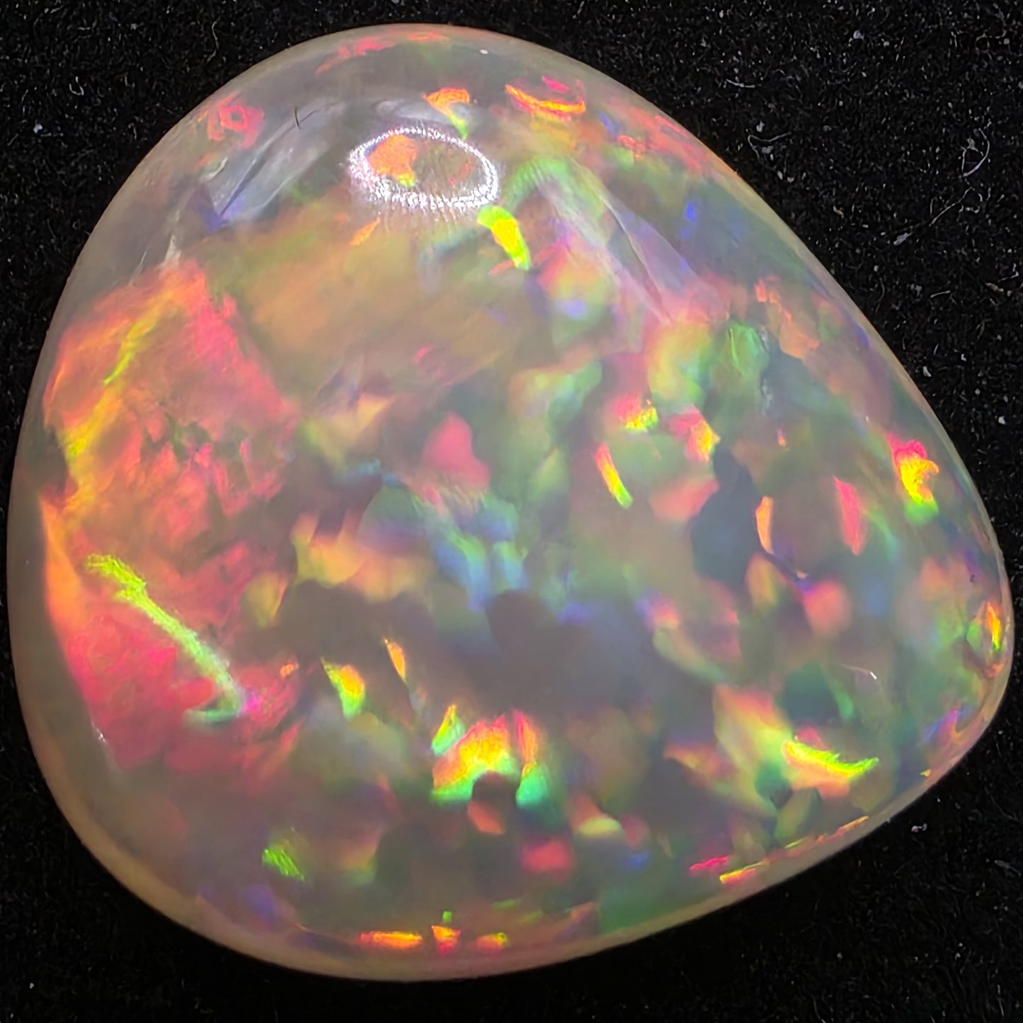 White Opal special Ethiopian Welo, 12.5 ct pear polished, natural, intense Play-of-Colour