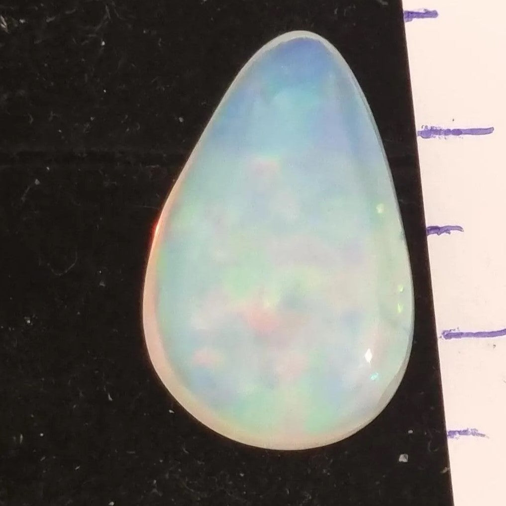 White Opal Ethiopian Welo, 8.95 ct pear polished, natural