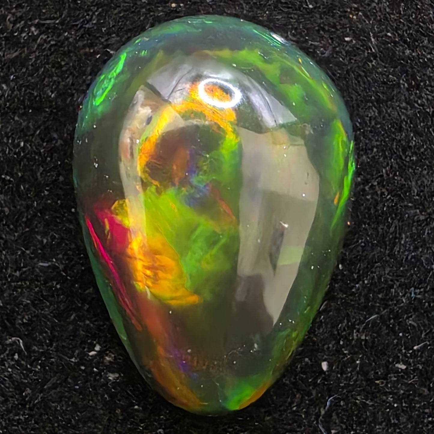Black Opal special Ethiopian Welo, 3.95 ct pear polished, natural, intense Play-of-Colour