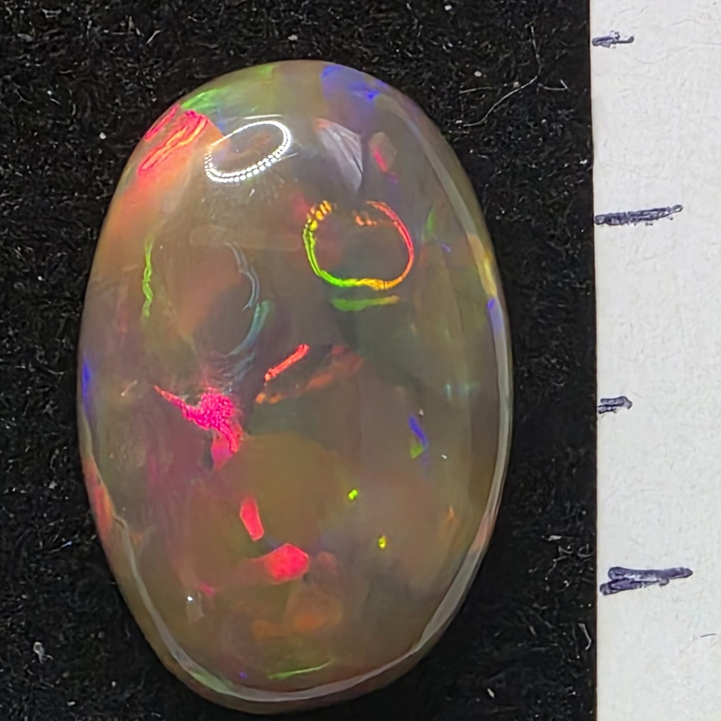 Black Opal special Ethiopian Welo, 6.4 ct oval polished, natural, intense Play-of-Colour