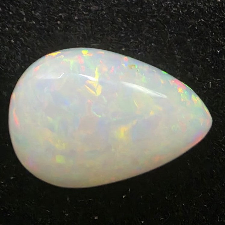 White Opal special Ethiopian Welo, 5.3 ct pear polished, natural, intense Play-of-Colour