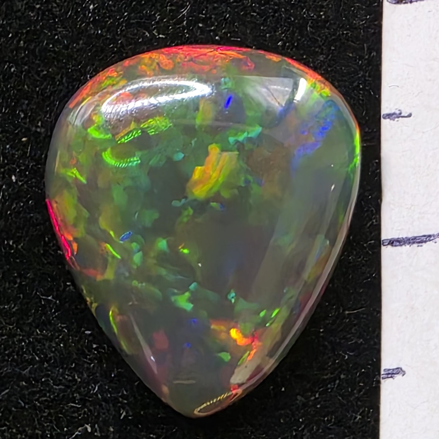 Honeycomb Black Opal special Ethiopian Welo, 3.1 ct pear polished, natural, intense Play-of-Colour