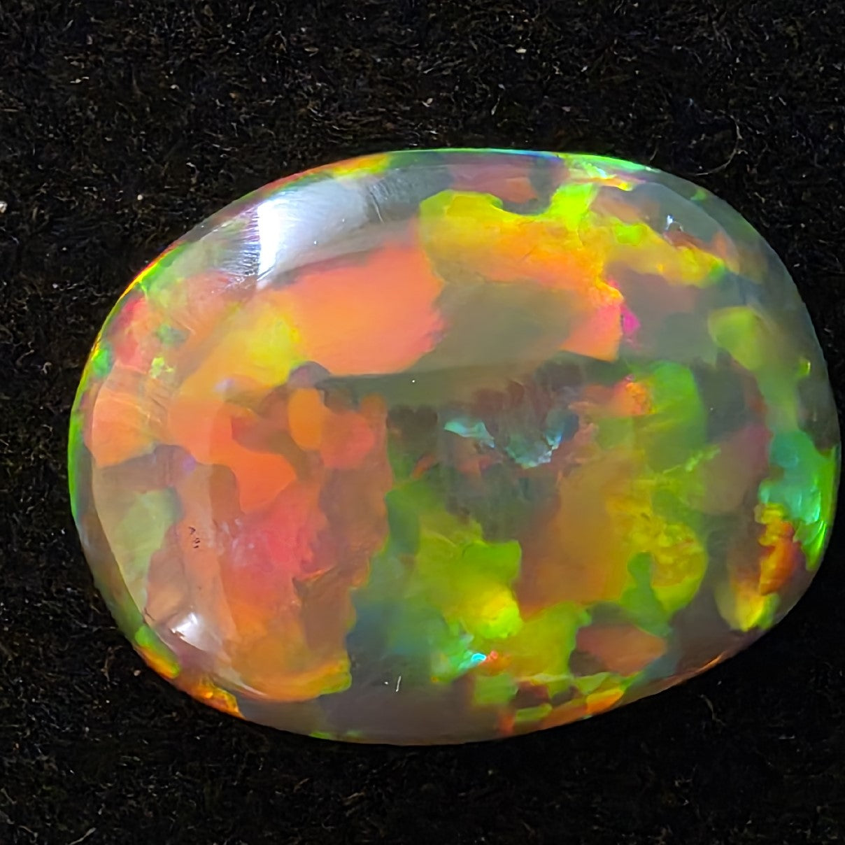 Perfect! Black Opal outstanding Ethiopian Welo, 7.3 ct freeform polished, natural, intense Play-of-Colour
