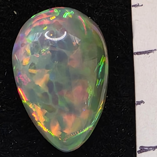 Black Opal special Ethiopian Welo, 4.55 ct pear polished, natural, intense Play-of-Colour