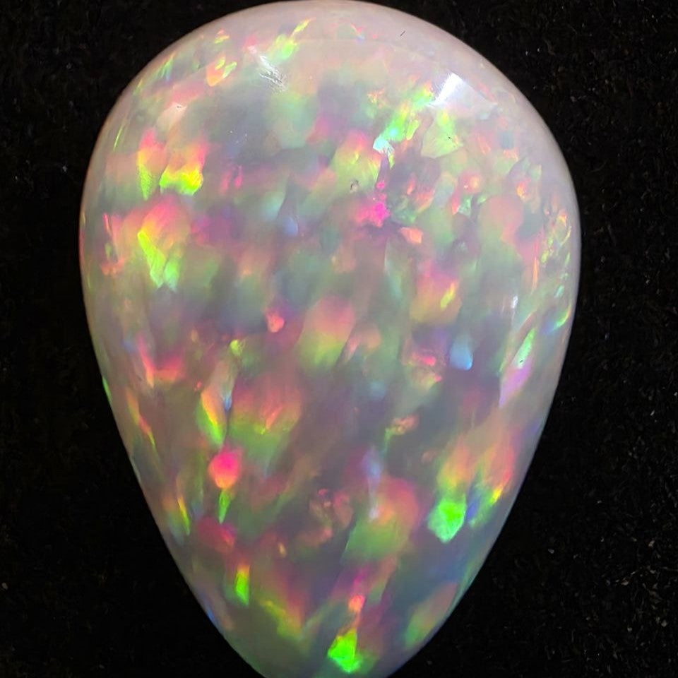 Perfect! White Opal outstanding Ethiopian Welo, 12.1 ct pear polished, natural, intense Play-of-Colour
