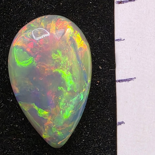 Black Opal special Ethiopian Welo, 4.15 ct pear polished, natural, intense Play-of-Colour