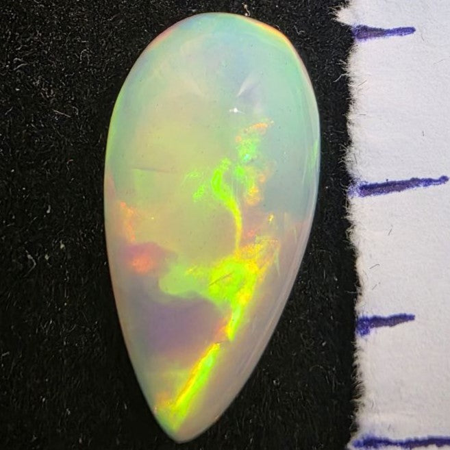 White Opal Ethiopian Welo, 4.4 ct pear polished, natural