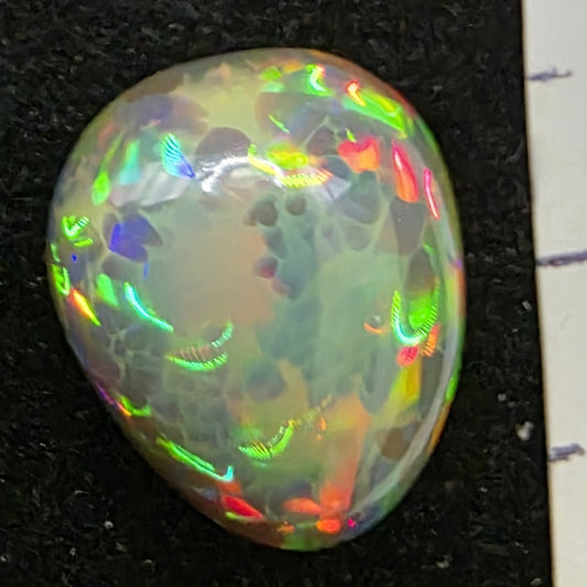 Black Opal special Ethiopian Welo, 3.7 ct pear polished, natural, intense Play-of-Colour