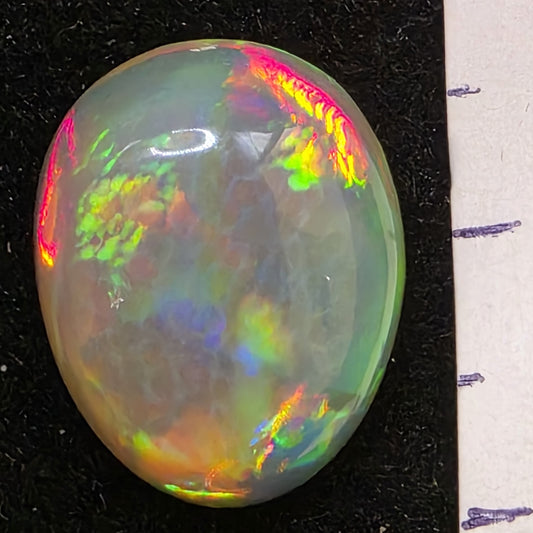 Black Opal special Ethiopian Welo, 7 ct pear polished, natural, intense Play-of-Colour