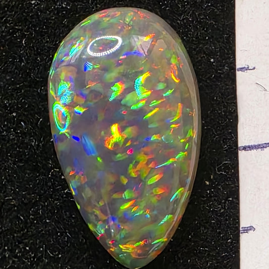 Black Opal special Ethiopian Welo, 3.85 ct pear polished, natural, intense Play-of-Colour