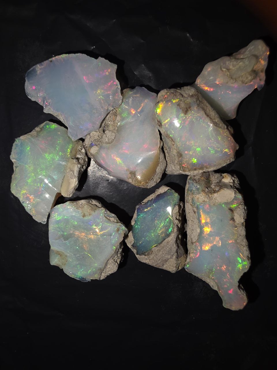 Micro-lot rough 8 stones Mixed Opal Ethiopian Welo, 94.5 ct rough, natural