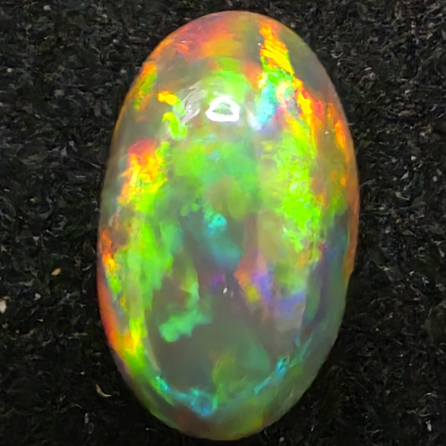 Black Opal special Ethiopian Welo, 3.6 ct oval polished, natural, intense Play-of-Colour