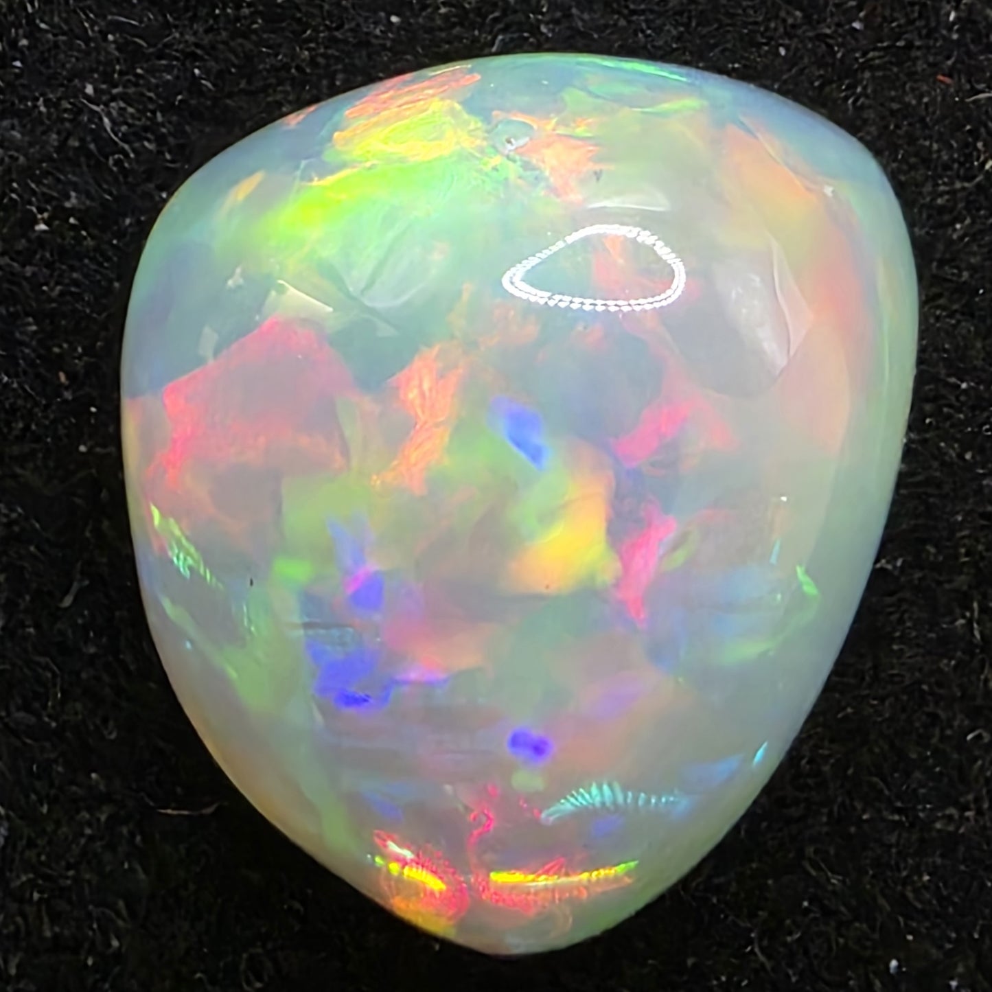 White Opal special Ethiopian Welo, 7.2 ct freeform polished, natural, intense Play-of-Colour