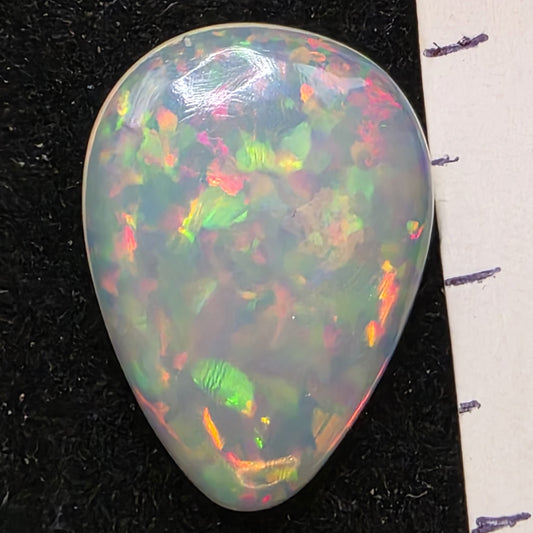 White Opal special Ethiopian Welo, 6.2 ct pear polished, natural, intense Play-of-Colour
