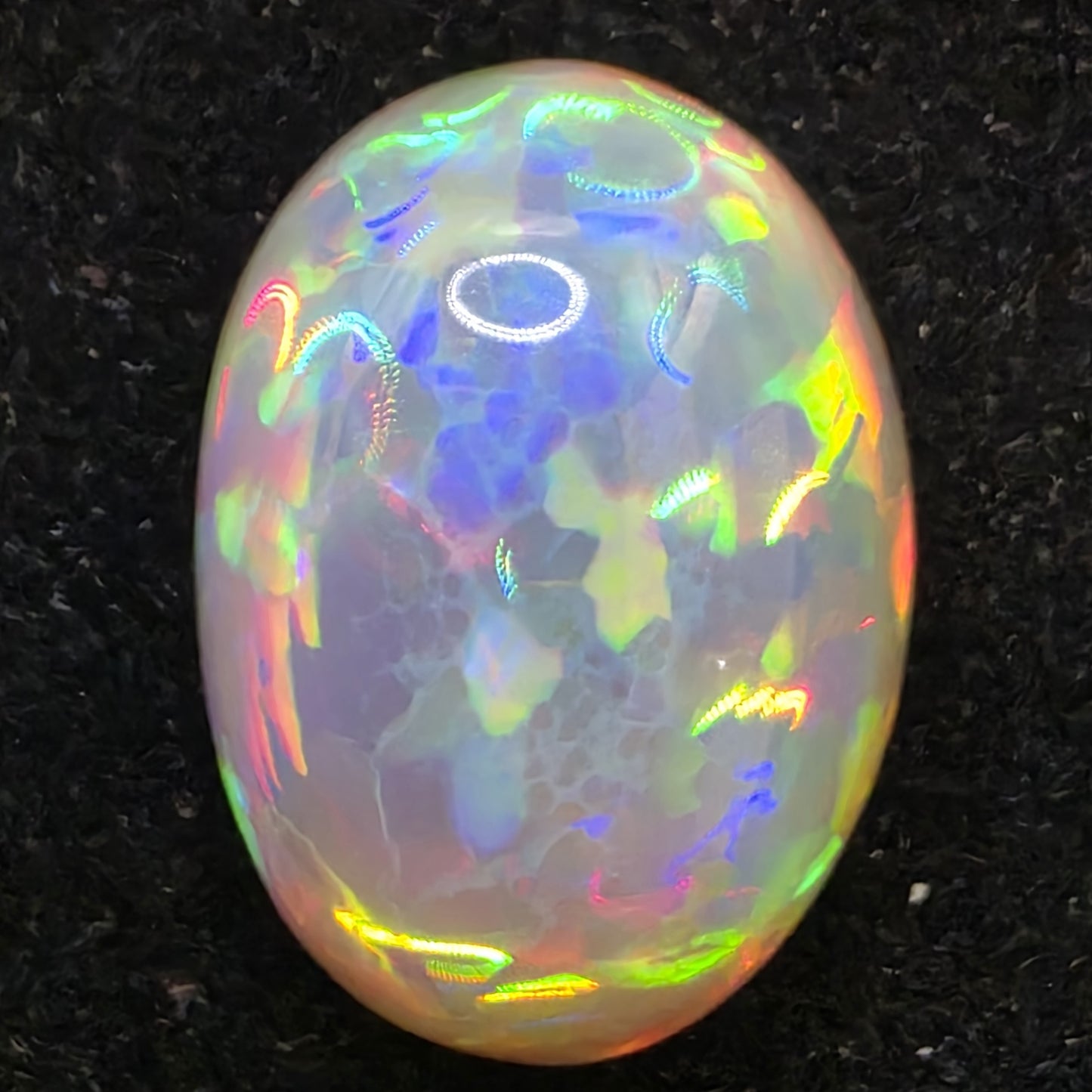Black Opal special Ethiopian Welo, 14.4 ct oval polished, natural, intense Play-of-Colour