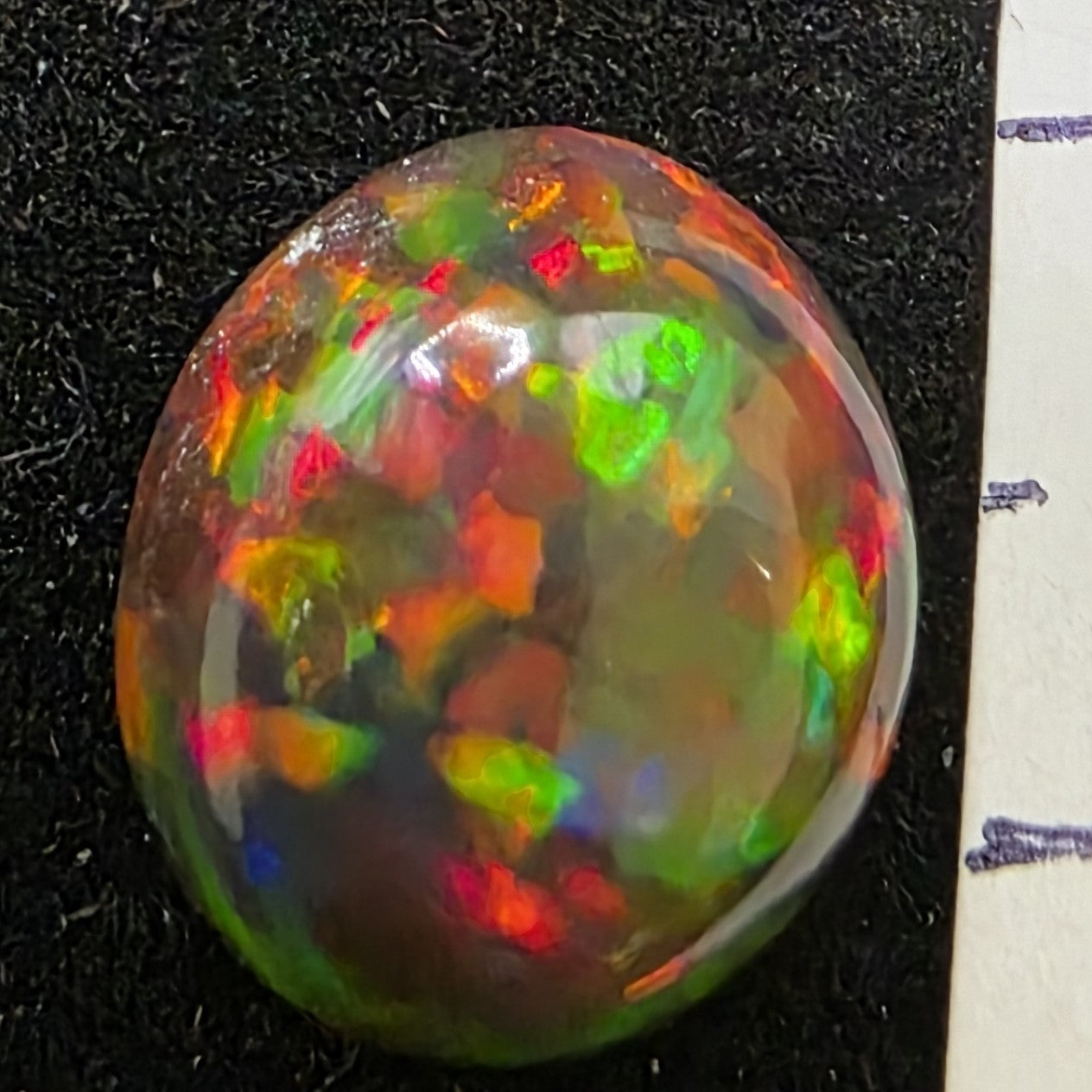 Black Opal special Ethiopian Welo, 3.75 ct oval polished, natural, intense Play-of-Colour