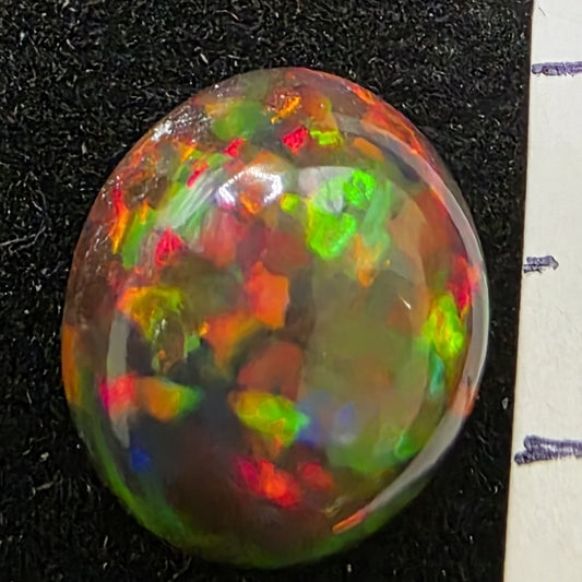 Black Opal special Ethiopian Welo, 3.75 ct oval polished, natural, intense Play-of-Colour