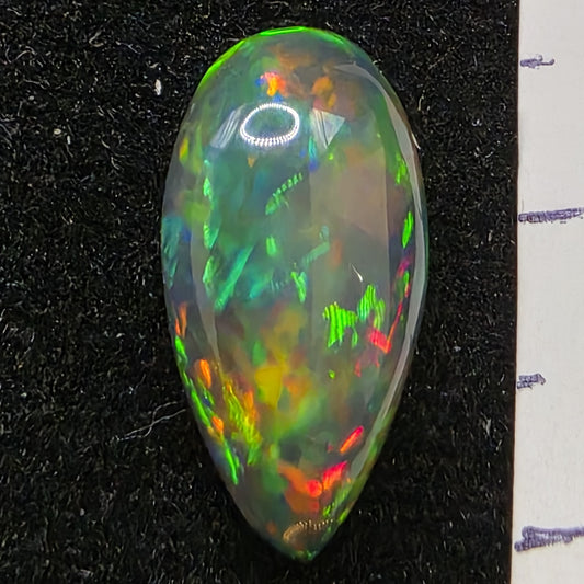 Honeycomb Black Opal special Ethiopian Welo, 4.25 ct pear polished, natural, intense Play-of-Colour