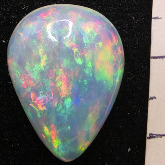 White Opal special Ethiopian Welo, 8.1 ct pear polished, natural, intense Play-of-Colour