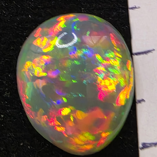 Honeycomb Black Opal special Ethiopian Welo, 5 ct pear polished, natural, intense Play-of-Colour