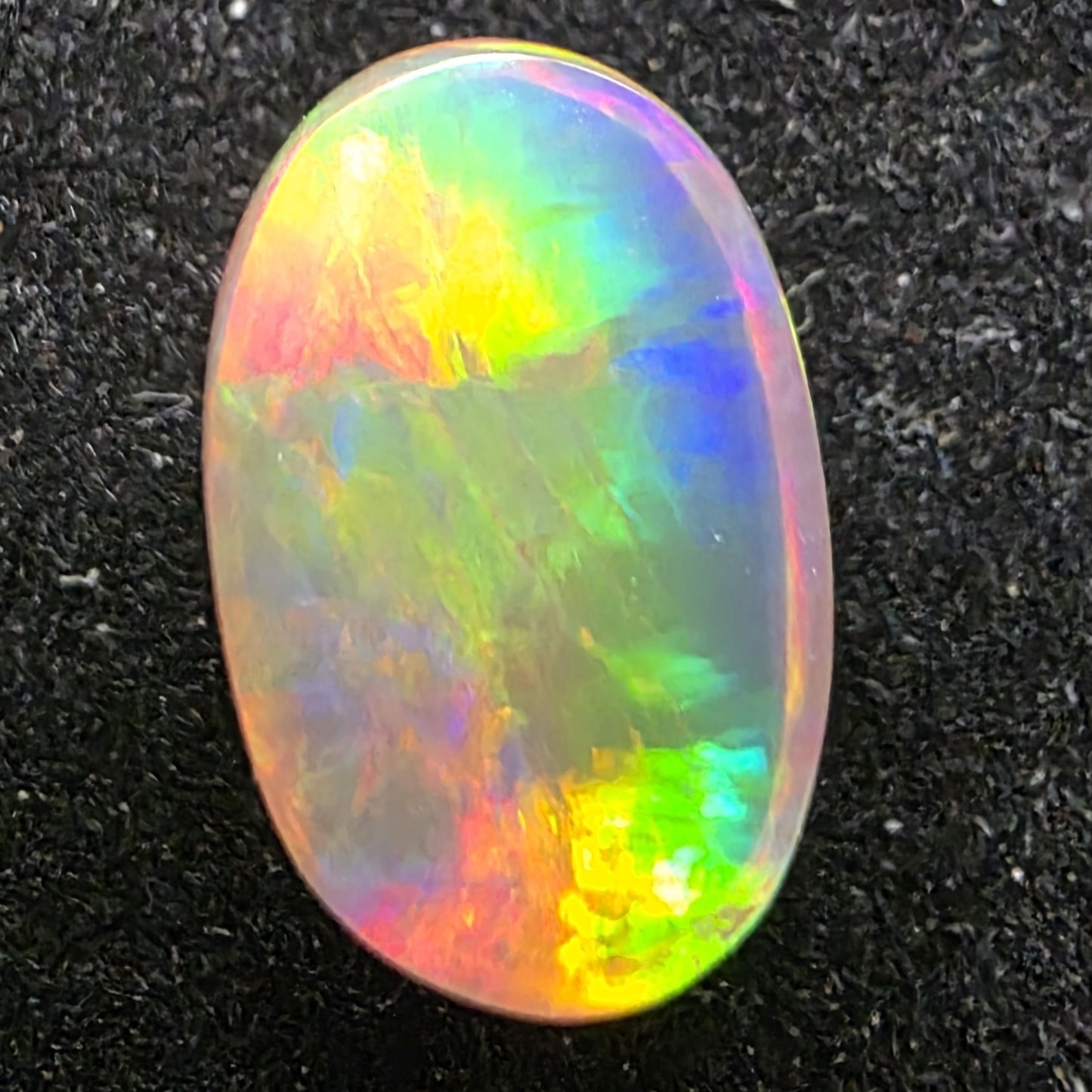 Black Opal special Ethiopian Welo, 3.65 ct oval polished, natural, intense Play-of-Colour