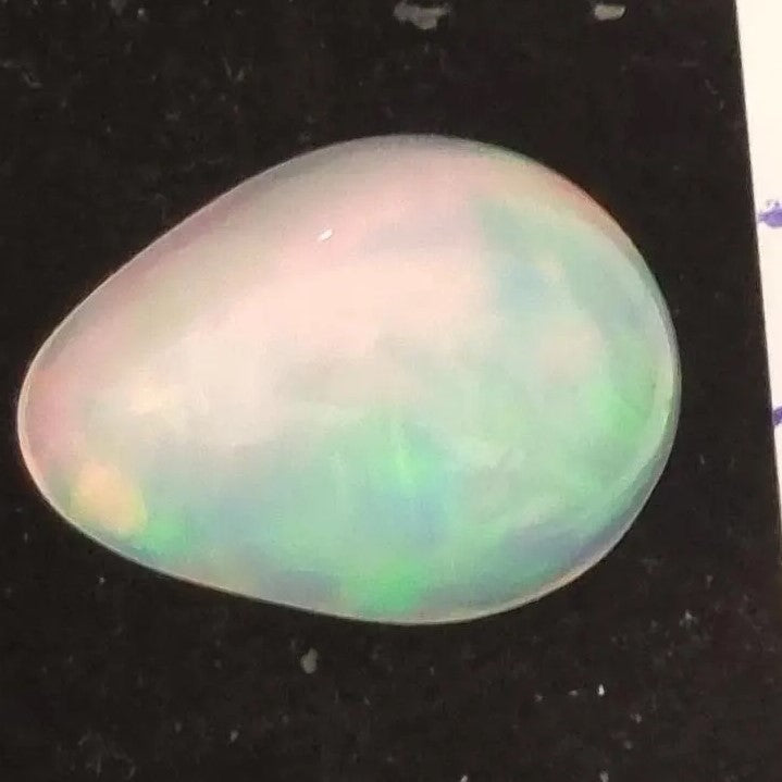 White Opal Ethiopian Welo, 6.25 ct pear polished, natural
