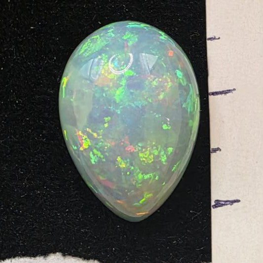 White Opal Ethiopian Welo, 8.35 ct pear polished, natural